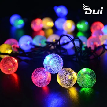 DUI 30led udendørs vandtæt sol string bold farve lampe Jul haven dekoration string lys
