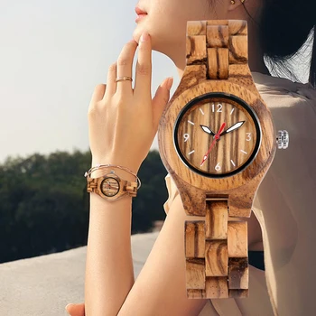 Minimalistisk Fuld Træ Ure til Kvinder Naturlige Wodden Armbånd Kvindelige Watch Mode Damer Quartz Armbåndsur relogio feminino