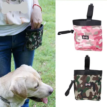 Camuflage Design Pet Behandle Tote Udendørs Hunden Behandling Etui til uddannelse Oxford lommer i taljen opbevaring