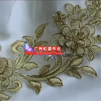 1Pc Guld Blomstermotiv Venise Venedig Lace Lace Trim Applique 8X 29cm BD0134
