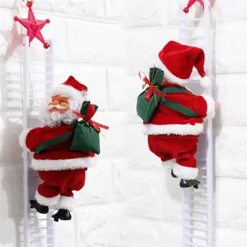 Elektrisk Santa Claus Klatre op på Stigen for juletræ Offentlig Hængning Ornament Indretning Jul Xmas Party vægdekoration