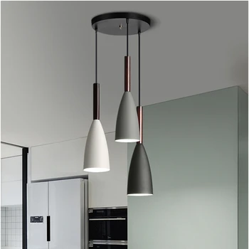 Nordisk Moderne Pendel Lampe Justerbar Hængende Ledning Til Stue Køkken Cafe Hovedet Hængende Lys E27 Base Varm Hvid lys