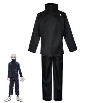 Anime Jujutsu Kaisen Toge Inumaki Cosplay Kostume-Kort Straight Lys Grå Paryk Skole Uniform Kampen Passer Til Karneval Outfit Unisex