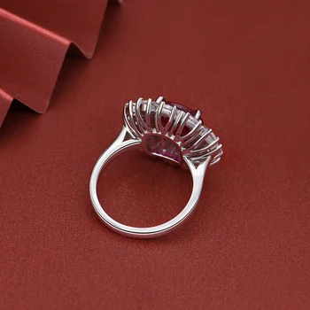 OEVAS Luksus 9x9MM Ruby Skabt Moissanite Gemstone Ringe til Kvinder Massiv 925 Sterling Sølv Bryllup Band Engagement Ring