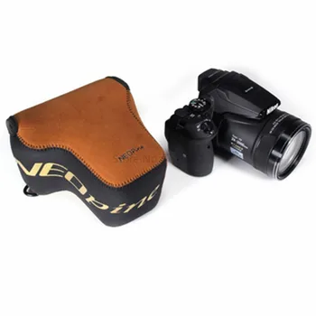 NEOPINE Neopren Blød Kamera Taske Til Nikon P900s P900 Høj Kvalitet Kamera Beskyttende Etui med Hænger Krog Brun Tasker
