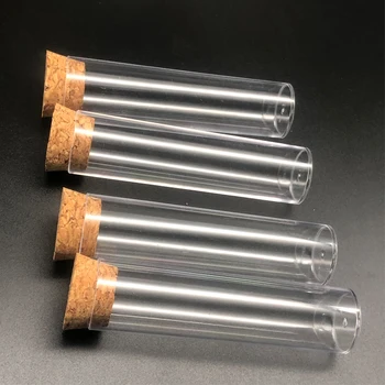 50stk/pak 25*95mm Flad bund, Klar Plast Reagensglas Ttransparent reagensglas-Te Emballage-glas Med Kork