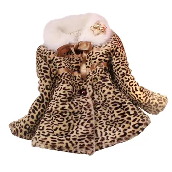 2020 Nye Hot Salg Piger Leopard satin fox fur collar frakke Vinter slid Kids baby Børn overtøj som jakker