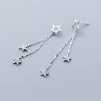 MloveAcc 925 Sterling Sølv Smykker, Stjerne Kæde Kvast Øreringe til Kvinder pendientes oorbellen