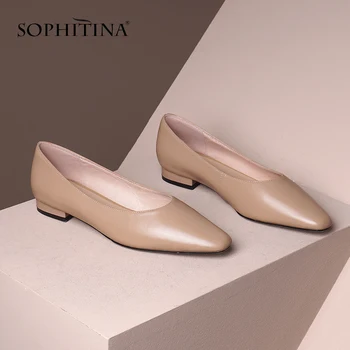 SOPHITINA Kortfattet Kvinder' s Flats Mode af Høj Kvalitet Ko Læder-Slip-On Elegante, Komfortable Solid Sko ballerinasko PO408-1