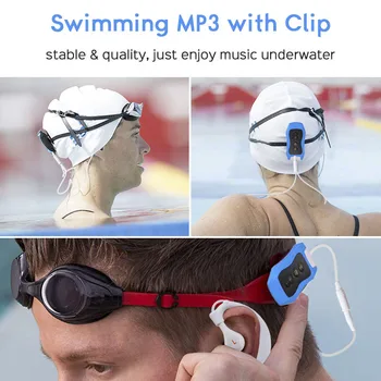 Høj Kvalitet Mp3 Afspiller 4GB IPX8 Vandtæt Svømning MP3 Til Sommer Dykning Udendørs Sport FM-Radio, musikafspiller Med Hovedtelefon