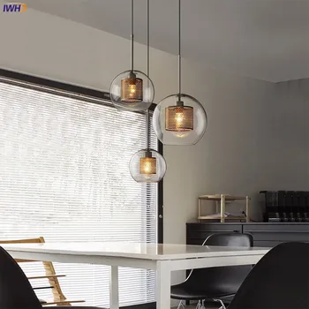 IWHD Moderne Enkelt Glas Vedhæng Lys Spisestue Stue Nordisk Stil Pendel Lampe Hængende Lamper Hjem Lys Armatur