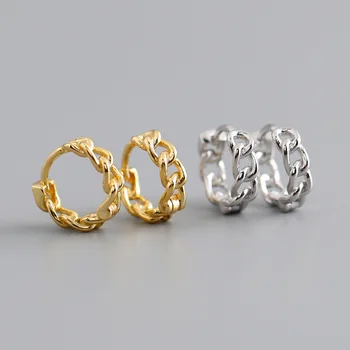 1Pair Piercing 925 Sterling Sølv Øreringe til Kvinder 2020 Tendens Smykker Diameter 8 mm Kæde Cirkel Øreringe Gaver til nytår