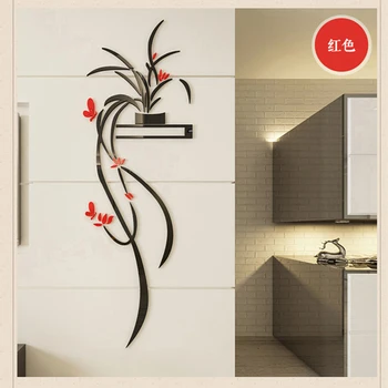 3D Akryl Orkidé Flower Wall Sticker Self-vedhæftning Hjem Indretning Stue med TV Baggrund vægoverføringsbilleder Wall Decor