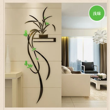 3D Akryl Orkidé Flower Wall Sticker Self-vedhæftning Hjem Indretning Stue med TV Baggrund vægoverføringsbilleder Wall Decor