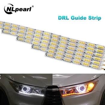 Nlpearl 2stk Bil Lys Samling DRL LED-Kørelys Hvid blinklys, Gul Guide Led Strip Lys blinklys Lys