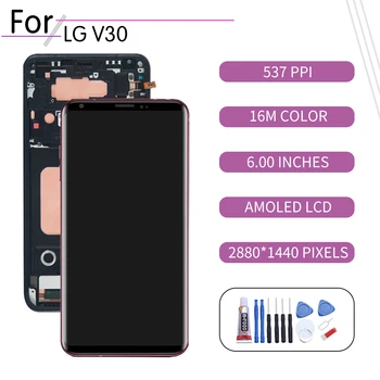 ORIGINAL LG V30 LCD-Touch Screen Digitizer Assembly For LG V30 ThinQ Skærm med Ramme Udskiftning H930 H930DS H933 H931