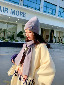 VISROVER 4 colorways et sæt unisex solid acryl vinter hat og tørklæde for kvinde et sæt akryl unisex Varme motorhjelm forfang