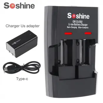 Soshine SC-S5 2 Slots Li-ion RCR123 / RCR2 Hurtig Smart Batteri Opladere til 14250 / CR2 / 16340 / 17335 / 15266 Batteri