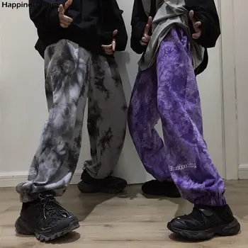 Elastisk Linning Løs Harem Broderi Tie Dye Kontrast Jogger Pant Women Mand Streetwear Koreanske Harajuku Punk, Hip Hop
