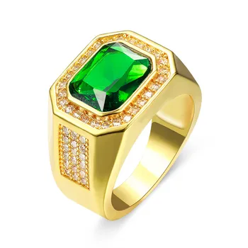 Luksus Mandlige Kvindelige Grøn Blå Zircon Sten Ring Løfte Kærlighed Bryllup, Engagement Ring, Gul Guld Finger Ringe Til Kvinder, Mænd