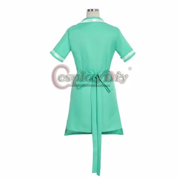 Cosplaydiy Twin Peaks Cosplay Shelly Johnson Kostume Kjoler Kvinder servitrice Grønne pige Stuepige kjole Halloween Custom Made
