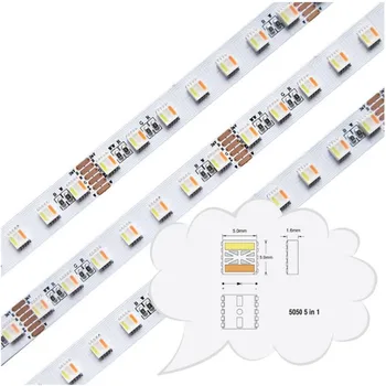 LED Strip Light 5IN1 RGB+CCT LED Strip 5050 60leds DC12V 24V 5 Farver i 1 Chip CW+RGB+WW RGBW RGBWW Fleksibel Led Bånd Lys