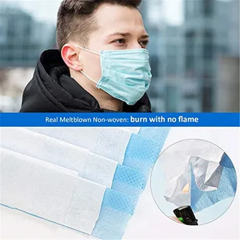 Non-woven Miljøvenlig Maske Åndbar ansigtsmasker DisposableMasks En Kasse Af Disponibel Masker Med Munden Blå