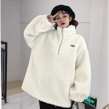 2020 Foråret Sweatshirt Plus Size Kvinder er Hoody Lammeuld Kvinders Sweatshirt Rullekrave Efteråret koreansk Stil Sweatshirts Kvinder