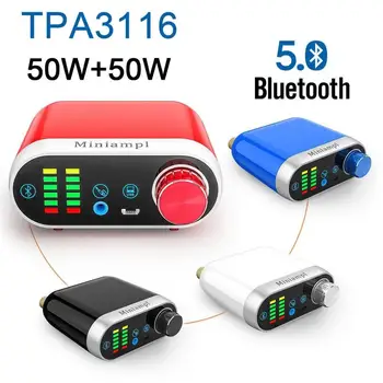 Bluetooth-5.0 HiFi-Forstærker i Klasse D lyd HiFi Tpa3116 Digital Amp USB-lydkort AUX 50Wx2 FOR 12V-24V BIL