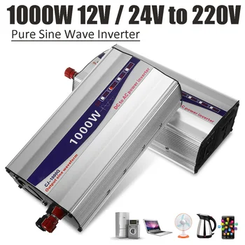1000W Inverter 12v/ 24v til 220v Spænding Transformer Converter Pure Sine Wave Power Inverter til Bilen Hjem