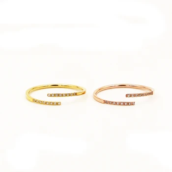 Nyt Design 1 mm Brede Åbninger Indlagt Med 16 Zircon Ring For Kvinder Top Kvalitet Titanium Stål Kærlighed Mærke Smykker Vielsesring