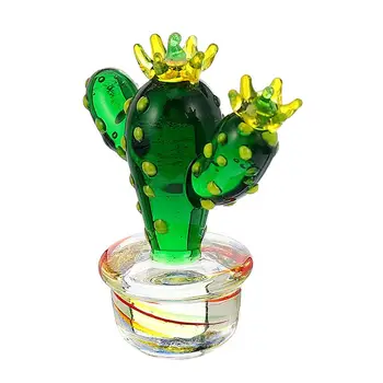 1pc Glas Ornament Desktop Håndværk Pynt Kreative Kaktus Pynt Til Hjemmet Glas Anlægget Kaktus Bordplade Dekoration