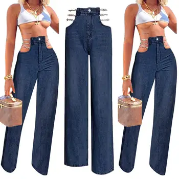 Koreanere Høj Talje Jeans Kvinder Harem Bukser, Casual Løs Plus Size High Street Denim Bukser Pantalon Femme Vintage Med Kæde