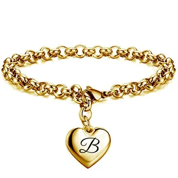 2020 mode golden rustfrit stål kærlighed hjerte armbånd armbånd med bogstaver tendens charme armbånd piger bruger til fødselsdag gaver
