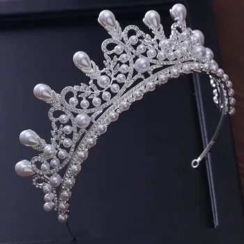 Diademer Og Kroner Luksus CZ Pearl Prinsesse Festspil Engagement Bryllup Hår Tilbehør Til Brude Smykker Shine Crystal Crown