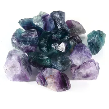 Farverige fluorit kvartskrystal rå rå sten reiki healing naturlige sten og mineraler hjem dekoration til salg 100g