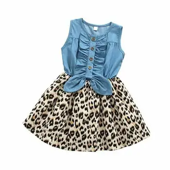 Toddler baby pige kjole uden ærmer leopard kjole til kids pige vestidos
