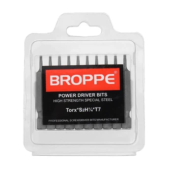 BROPPE 10stk Magnetiske Torx Skruetrækker med Bits T5/T6/T7/T8/T9/T10/T15/T20/T25/T27/T30/T40 1/4 