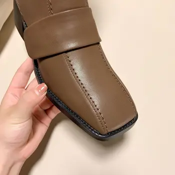 MORAZORA 2020 Nyt Mærke i ægte læder ankel støvler med hæle firkantet tå sko kvinde vinteren sort brun kvinder støvler