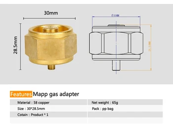 APG Propan Refill Adapter Mapp Gas Tank Ventil Dunk Udendørs Camping Komfur Konvertere Cylinder Dåse Gas Konverter Shifter