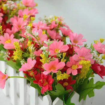Bryllup Indretning Kunstig Blomst Falske Daisy i Hvidt Stakit Pot Pack Louis Simulering Kunstige Blomster Have Små Anlæg