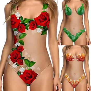 HOT Kvinder i Ét Stykke Badedragt Usynlig Farve Rose Flower Bikini badetøj Badetøj Badetøj Push Up Monokini med en Bikini, Bathing