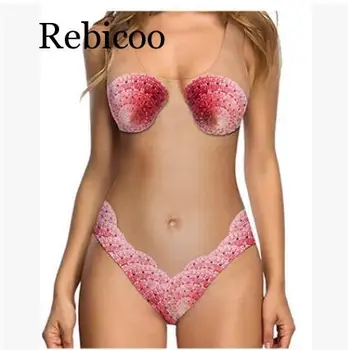 HOT Kvinder i Ét Stykke Badedragt Usynlig Farve Rose Flower Bikini badetøj Badetøj Badetøj Push Up Monokini med en Bikini, Bathing