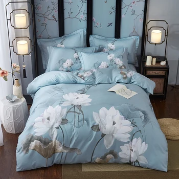 Bomuld strøelse sæt blomst sengetøj sæt 2020 nye Bohemia stil dynebetræk+ flat sheet+Pudebetræk 4stk/sæt super king hjem