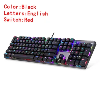 Motospeed CK104 Gaming Mekanisk Tastatur russisk dansk Røde Skifte Blå Metal Kablede LED-Baggrundsbelyst RGB Anti-Ghosting til spil