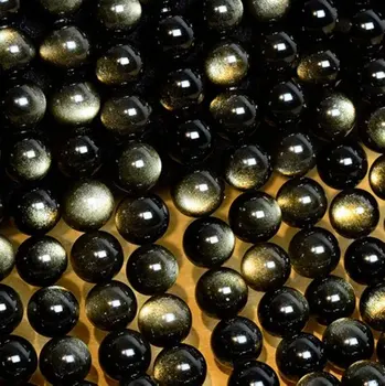 Semitree Naturlige Sten 6mm 8mm 10mm 12mm Obsidian Runde Perler til DIY Armbånd Smykker at Gøre Resultaterne Håndværk Tilbehør
