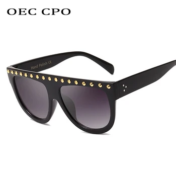 OEC CPO Mode Nitte Dekoration Square Solbriller Kvinder Oversize Flad top Gradient Kvindelige solbriller Goggle Nuancer O265