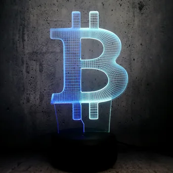 Akryl Bitcoin Mixcolor 3D-LAMPE Humør Nat Lys RGB LED-Belysning USB-Touch Base Tabel Skrivebord Ved siden af Dekorative
