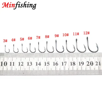 Minfishing 200 pcs/box Karpe Fiskeri Krog Pigtråd Krog Rustfrit Stål Krog River Rock Fiskeri Størrelse 3~14# Fiske Tilbehør