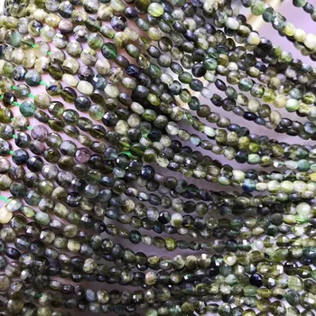 Naturlig grøn turmalin flad rund facetteret perles håndarbejde halskæde Smykker at Gøre DIY Armbånd særlige kralen smykker